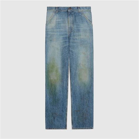 jeans sporchi di erba gucci|€680 IL PREZZO DEI JEANS GUCCI CON FINTE MACCHIE .